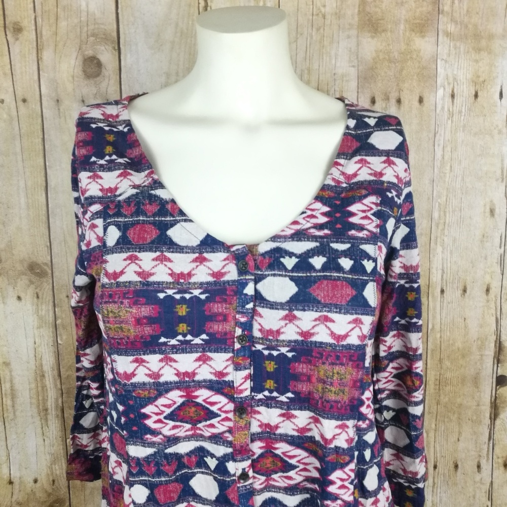 Lucky Brand Tribal Border Button Up Shirt Small - Picture 4 of 8